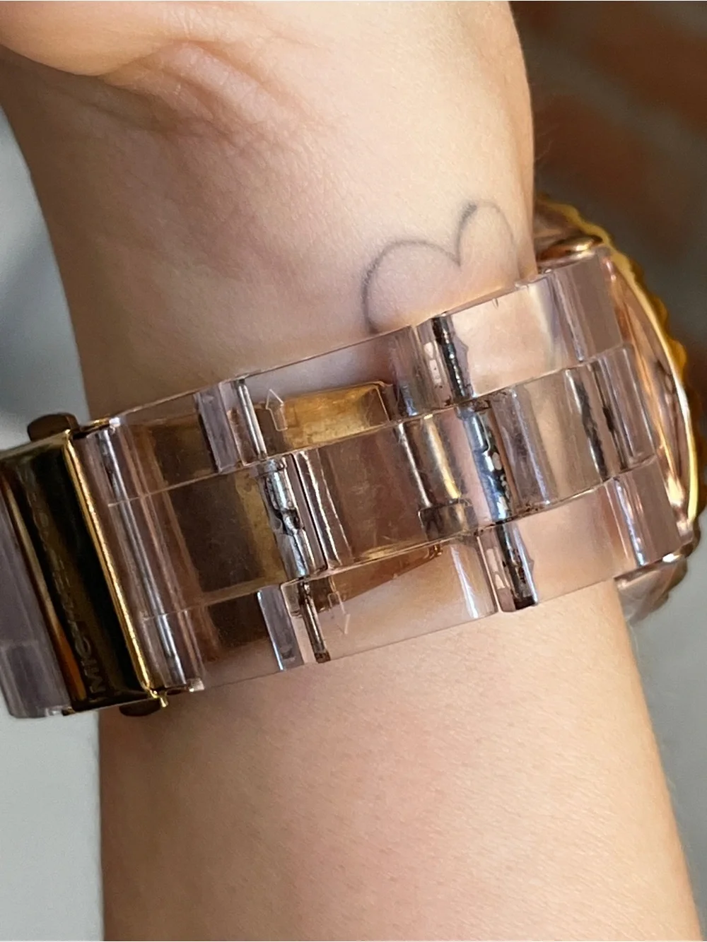 Michael Kors Clear Rose Gold Chronograph Watch